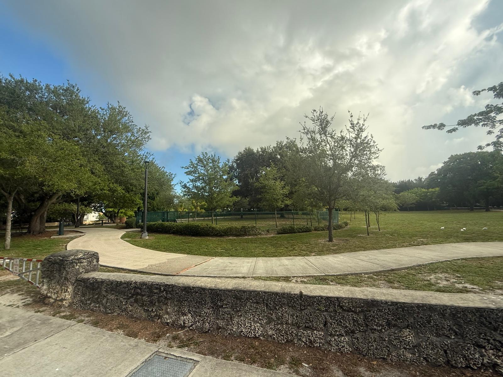 Walking trail and small-dog pen at Military Trail Park